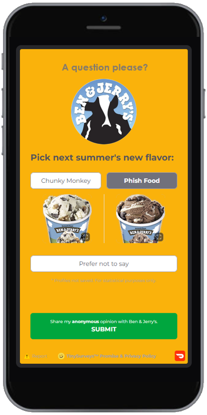 Ben & Jerry's TinySurvey