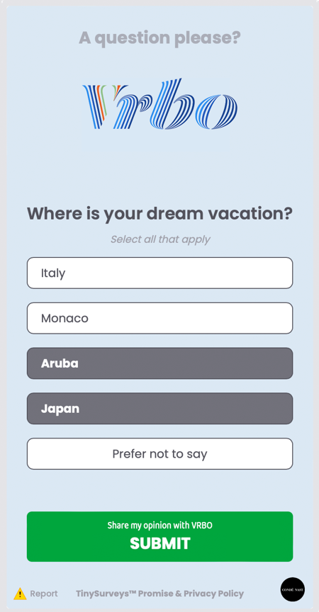 VRBO TinySurvey